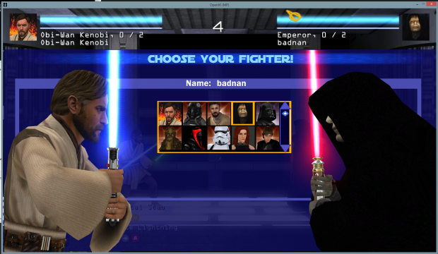 Jedi Fighter beta 2 character list!