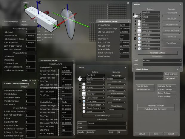 Screen Capture of Wiimote Config Panels