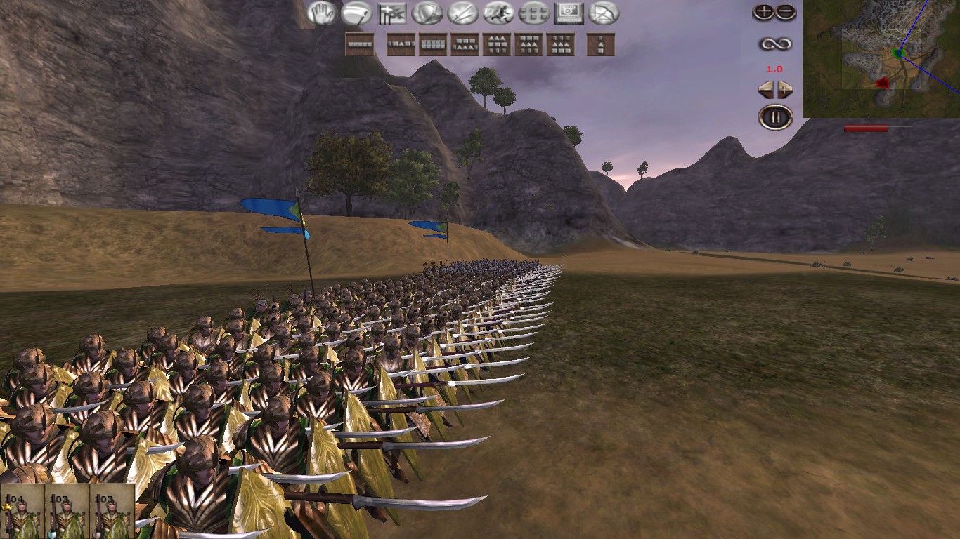 A line of I Arachír prepare to defend the road through the mountains.