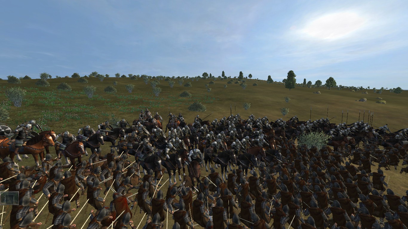The Dúnedain cavalry clash with the men of Rhudaur.