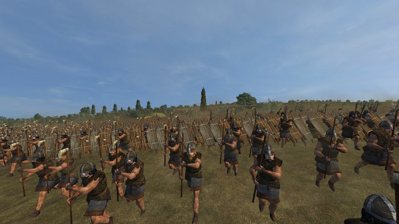 From behind the shield wall the men of Enedwaith rise.