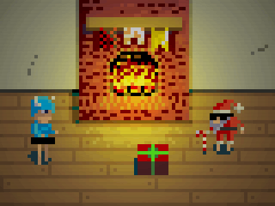 Panta Claus and fireplace animation.