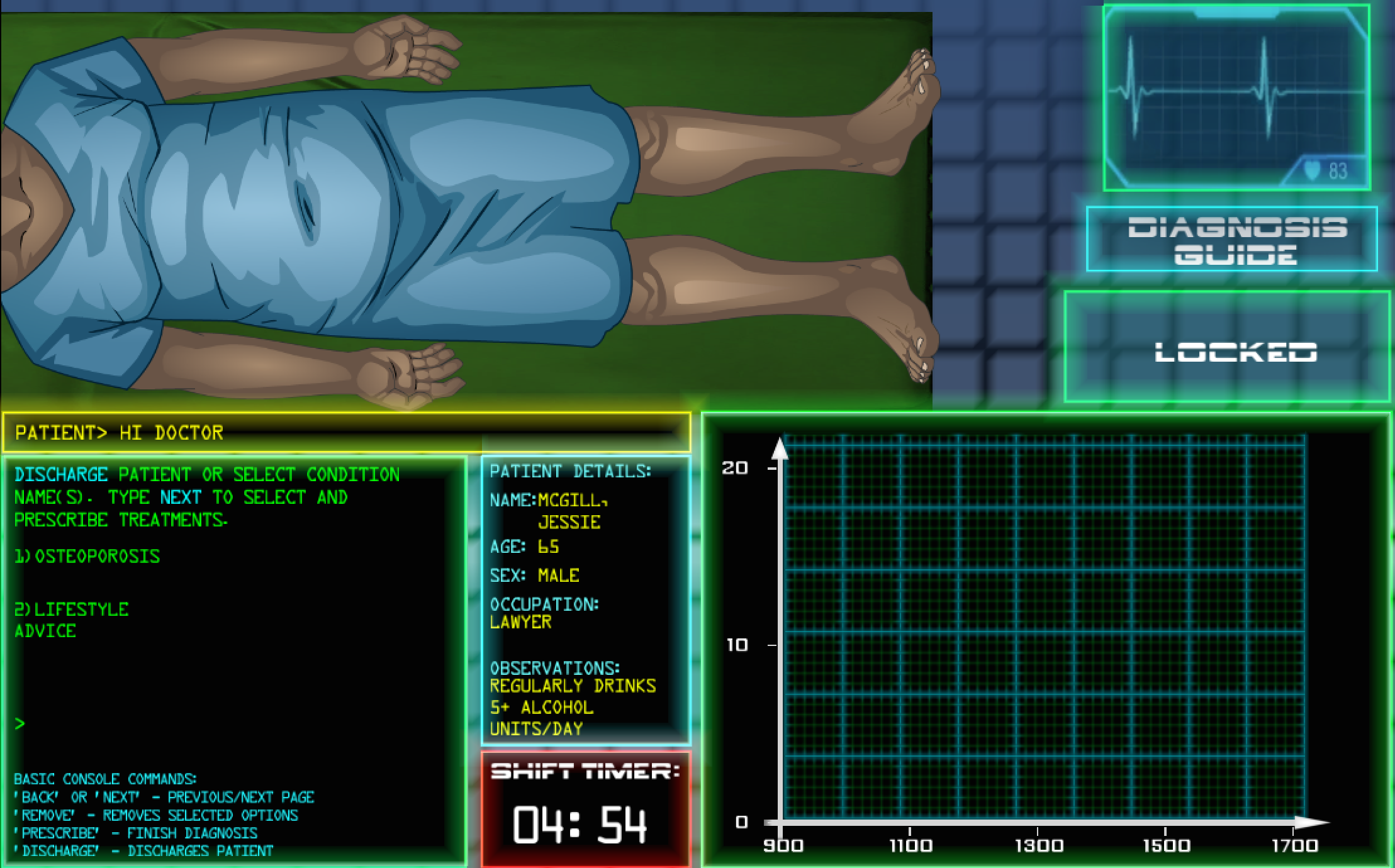 treatment room w/new patient body and timer