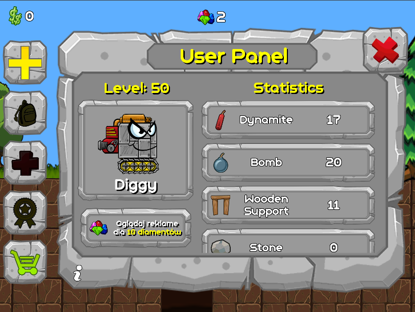 digger machine user panel