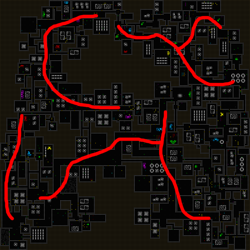 Highlighting the primary paths in a Factory floor.