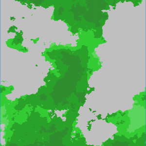 Heightmap divided into land (green) and mountain (grey) tiles