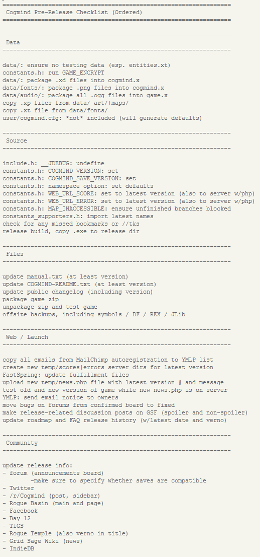 cogmind_prerelease_checklist