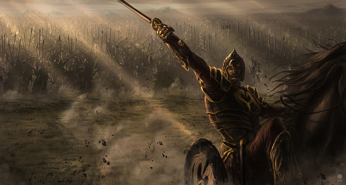 Рохан Средиземье. Воин сидит с мечом. Властелин колец Mount & Blade Bannerlord. Одинокий рыцарь картина.