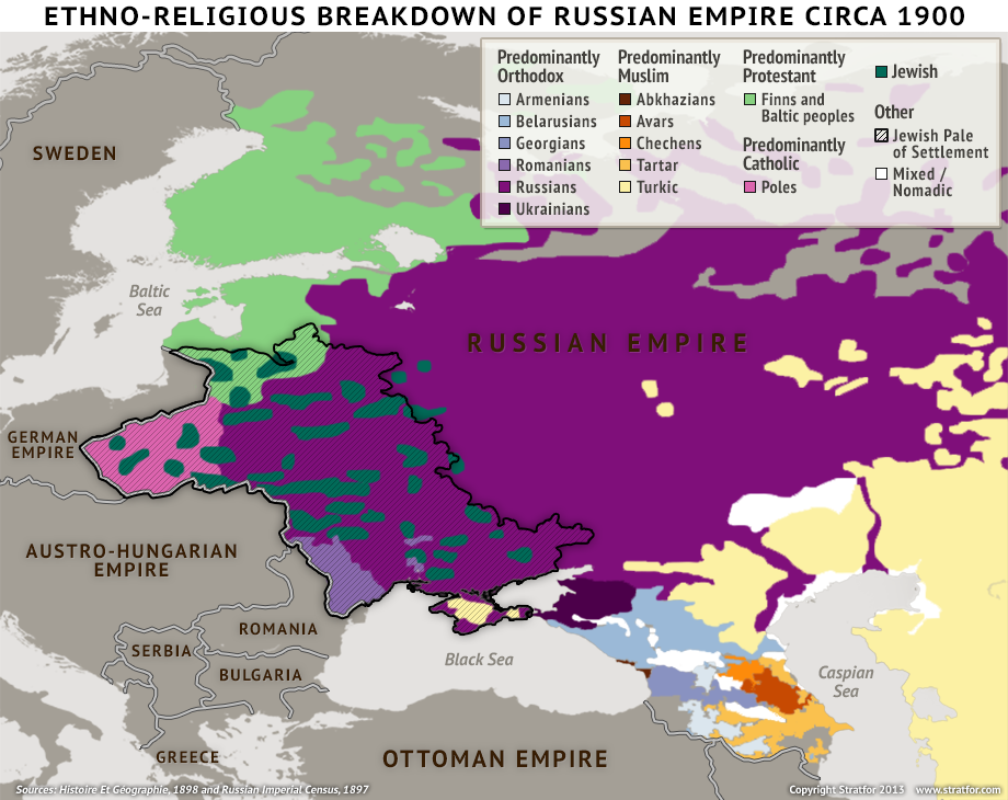 Карта расселения евреев в россии