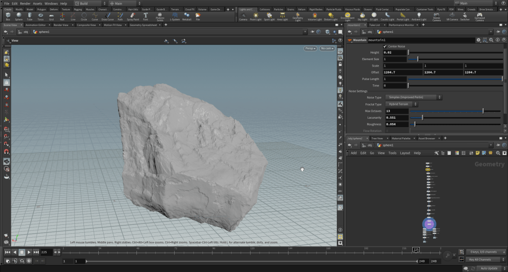 Screenshot showing a procedural rock generator tool