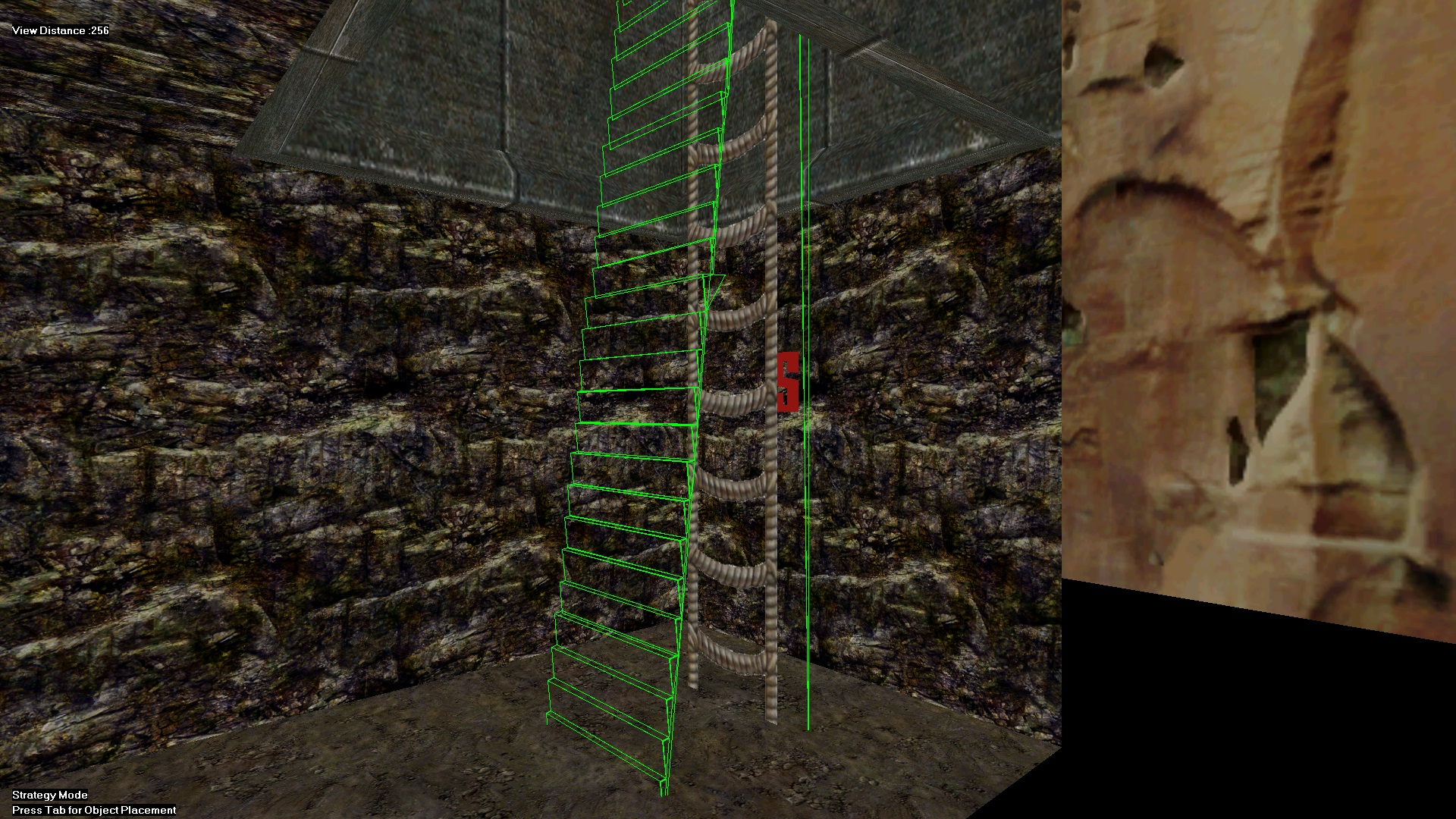 An image showing an invisible helper object to scale ladders by jumping into them