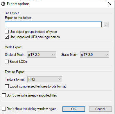Umodel export parameters for blend