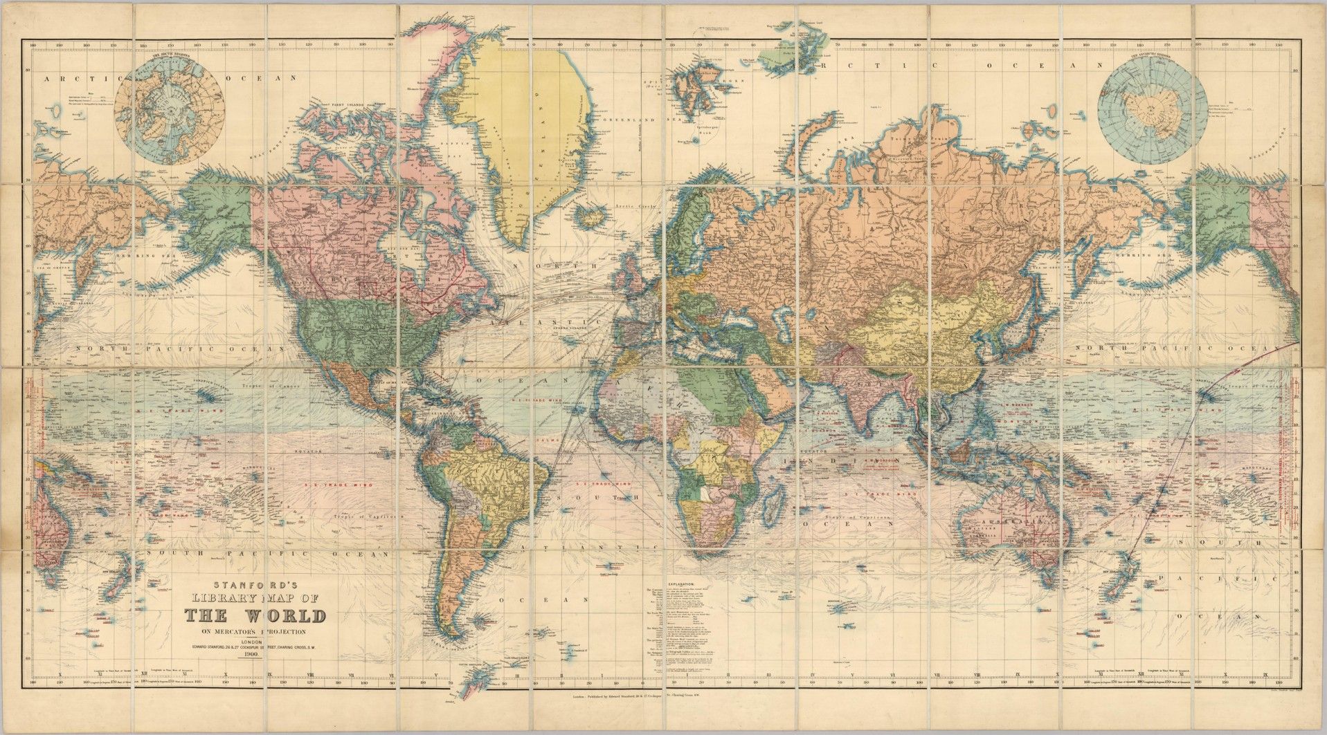 Stanford's World Map 1900 - Majesty Maps and Prints | World map, Big world  map, Old map
