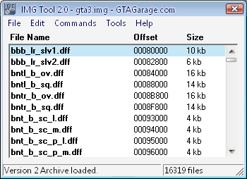 IMG Tool - gta3.img loaded.
