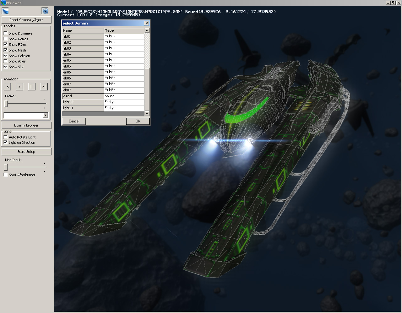 The model viewer in action, showing various information about the currently opened mesh.