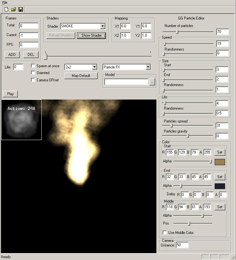 A simple smoke opened in the FX editor.