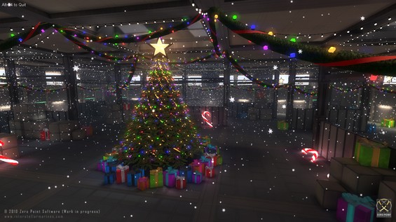 Merry Interstellar Christmas from Zero Point Software. Screenshot from our special Xmas present level build on Unity; a fun playground for getting up to speed with the many new wonderful features of Unity 3.
