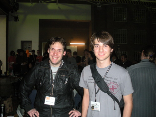 Alexander Bruce on the left humoring me as I gratefully accept the awesome picture with the awesome developer