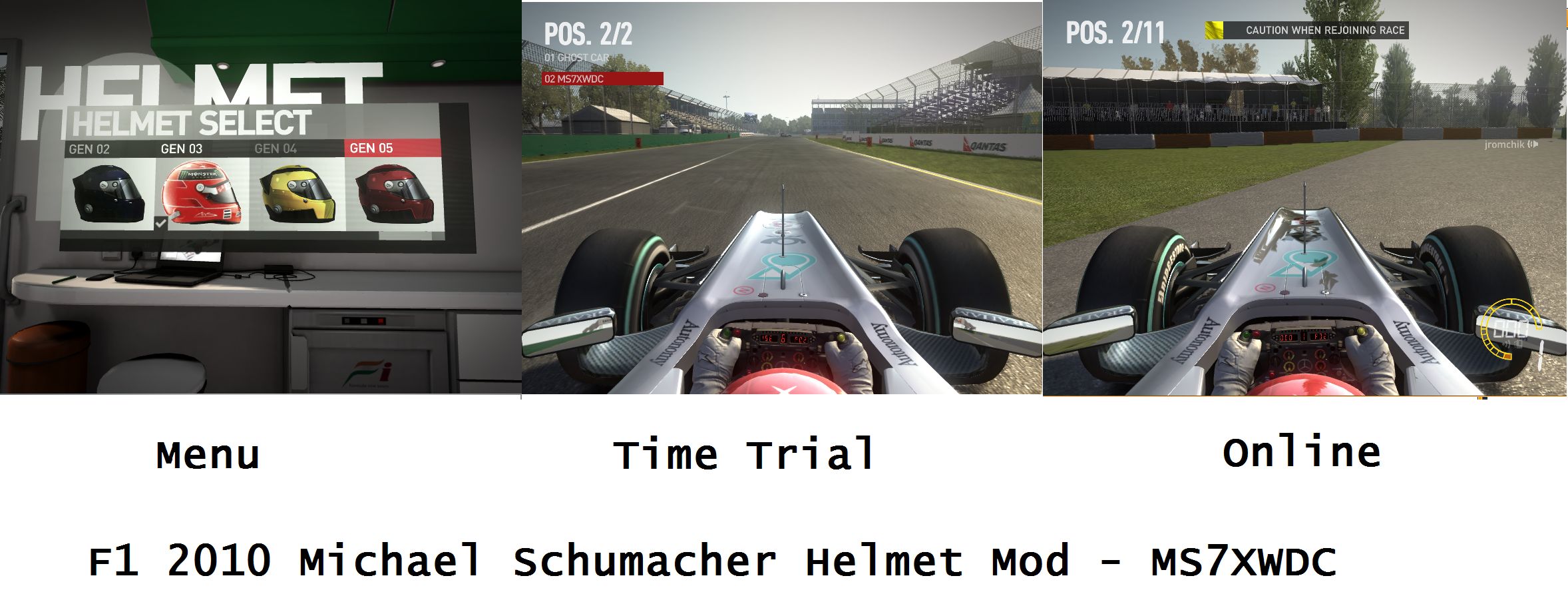 F1 2010 Michael Schumacher Helmet Mod - all game modes - MS7XWDC file