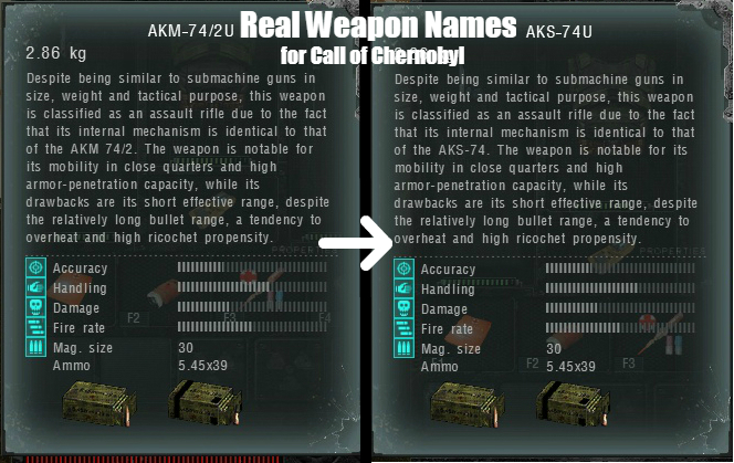 call of chernobyl weapons