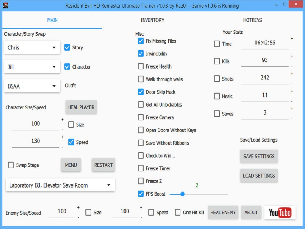 RESIDENT EVIL BIOHAZARD HD REMASTER CHEATS TRAINER MODS CODES TRICK  SOFTWARE MOD