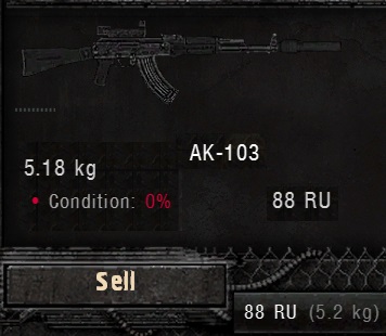 call of pripyat sell damaged weapons