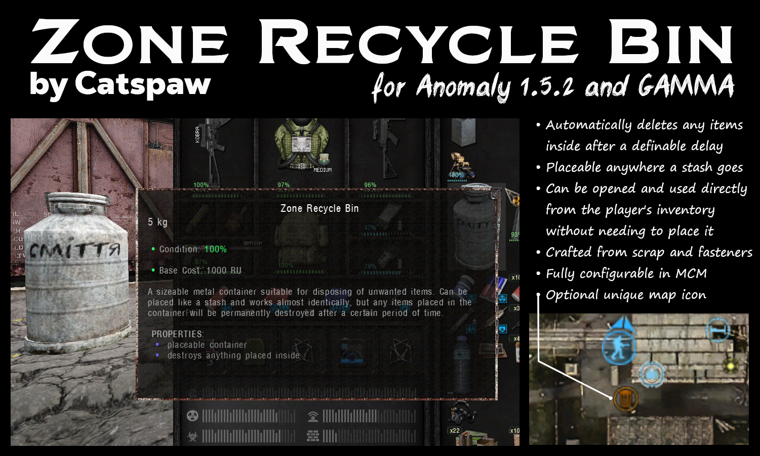 Zone Recycle Bin 2.0 addon - S.T.A.L.K.E.R. Anomaly mod for S.T.A.L.K.E.R.:  Call of Pripyat - ModDB