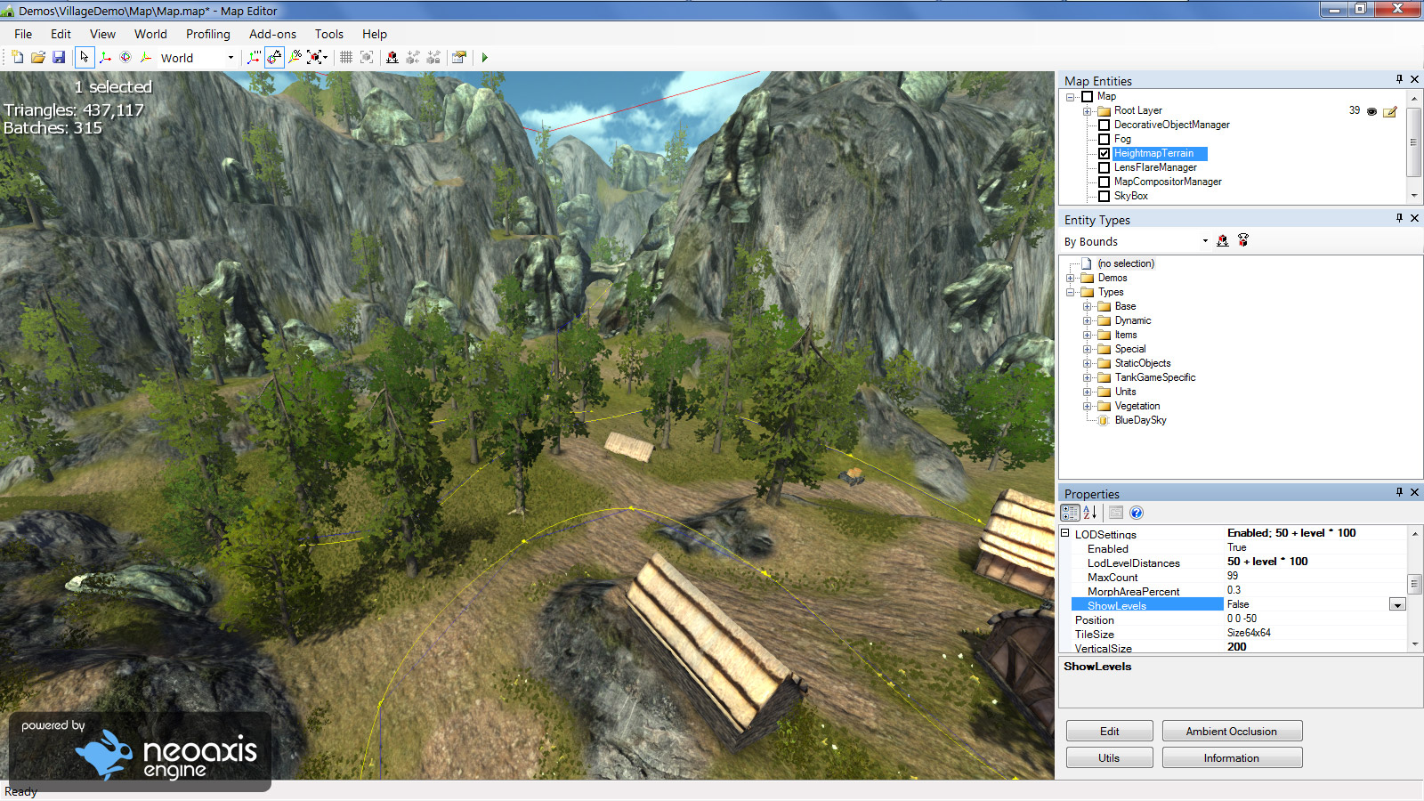 Map demo. NEOAXIS 3.3.2. Игровой движок engine. Движки для создания игр. Unity игровой движок.