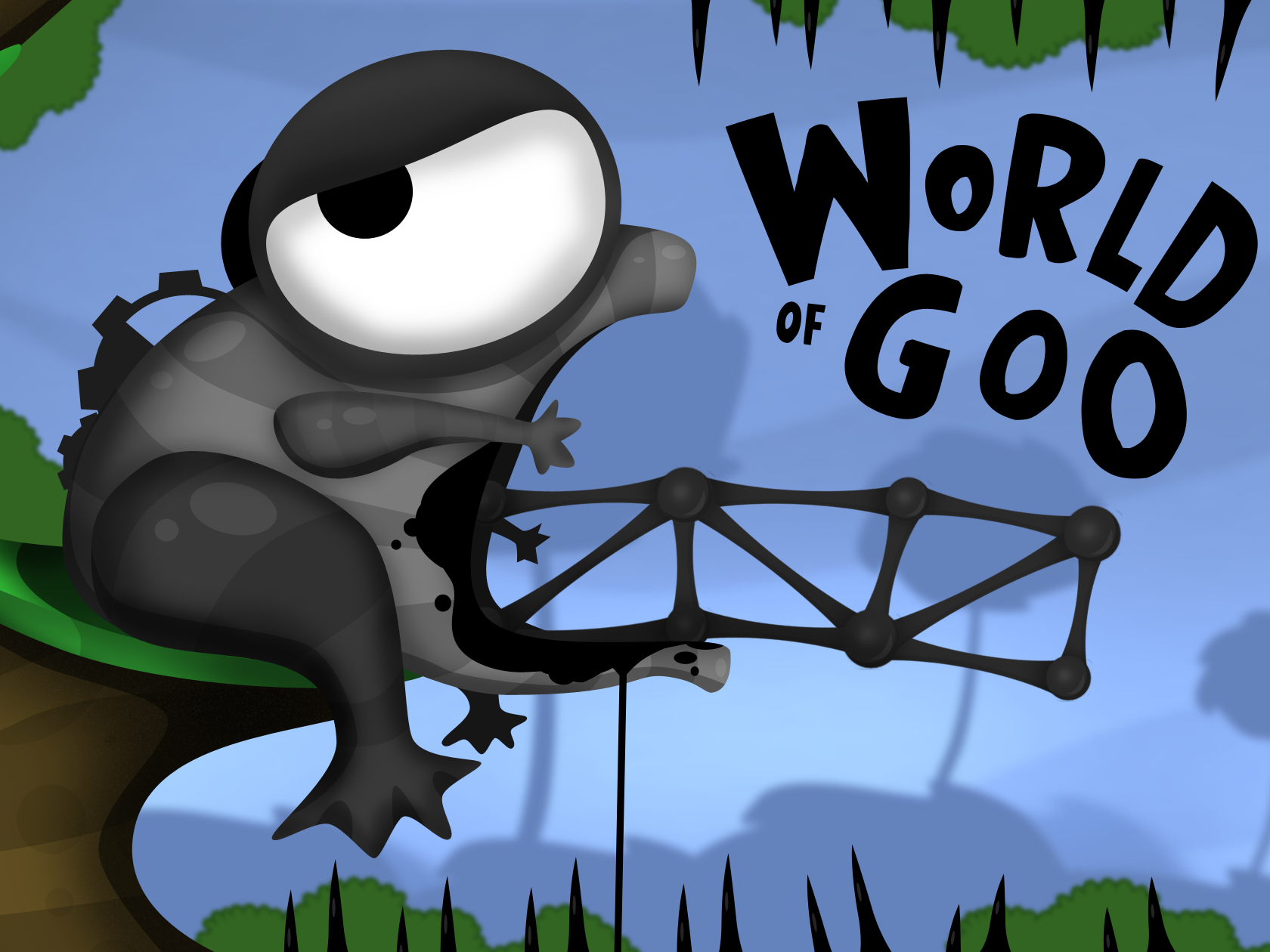 Игра World of goo 2. Игра с черными шариками World of goo. Игра про чёрного слизня. The World of goo лягушка.