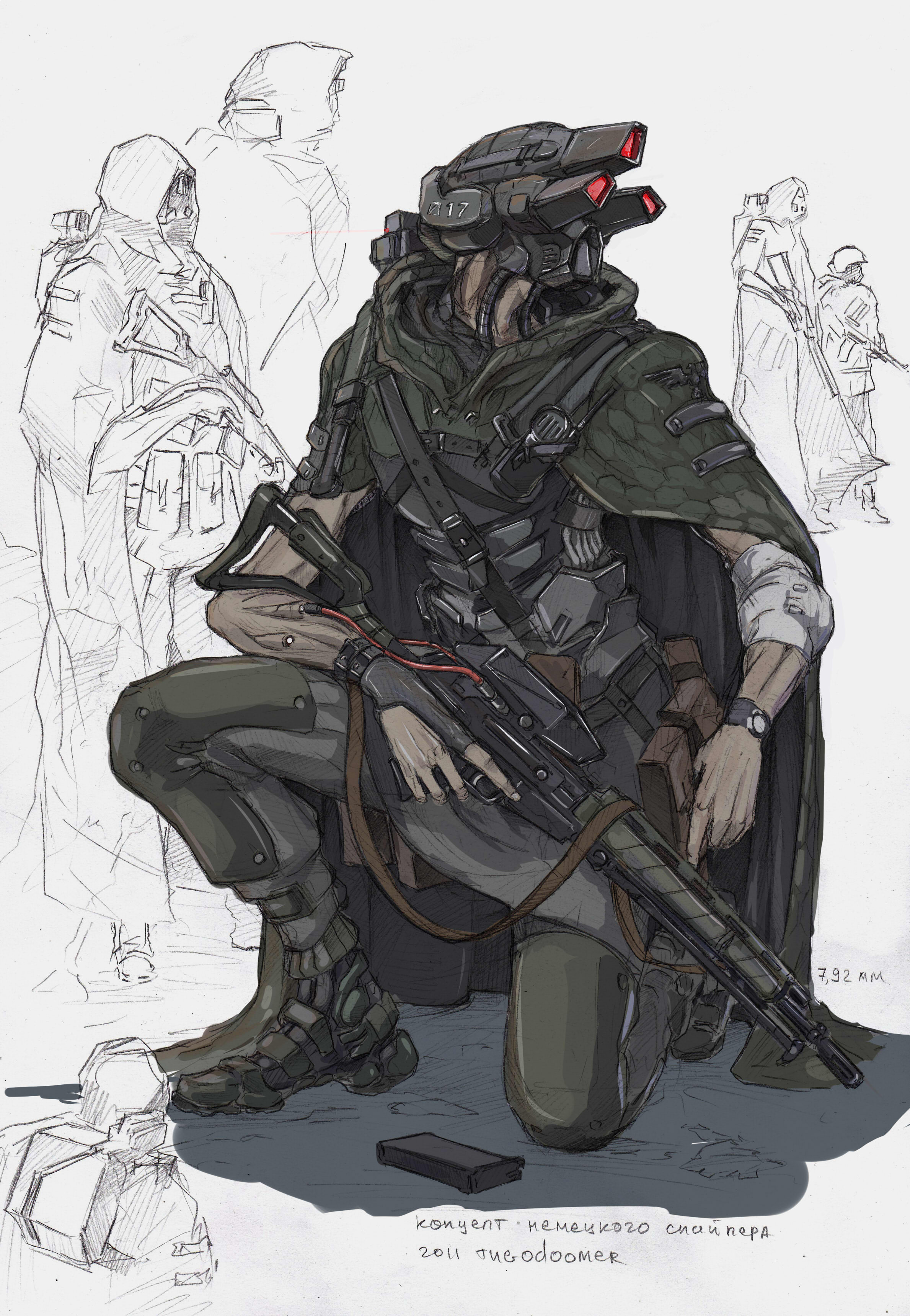Concept art of the Jager - nazi stealth sniper unit. 