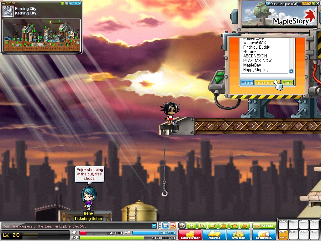 MAPLESTORY DS. MAPLESTORY Player count. City Quest.