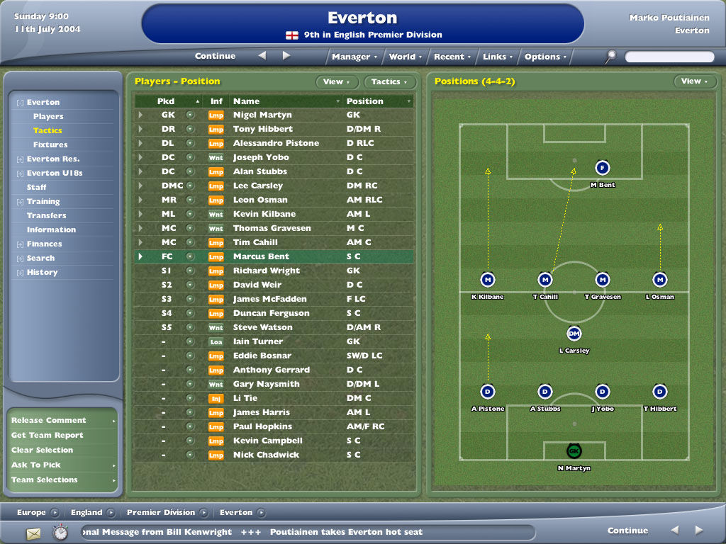 training football manager 2005