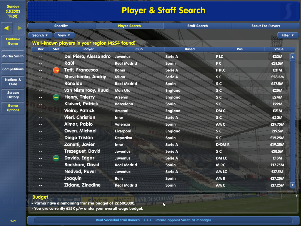 Championship Manager 03/04 Updates