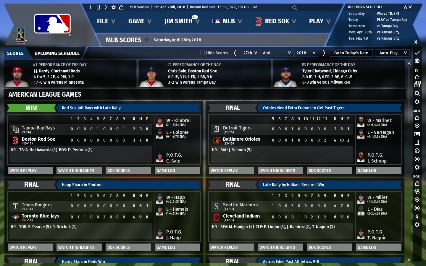 Games win com. Out of the Park Baseball 19. Out score игра. Лог гейм. MLB scores.