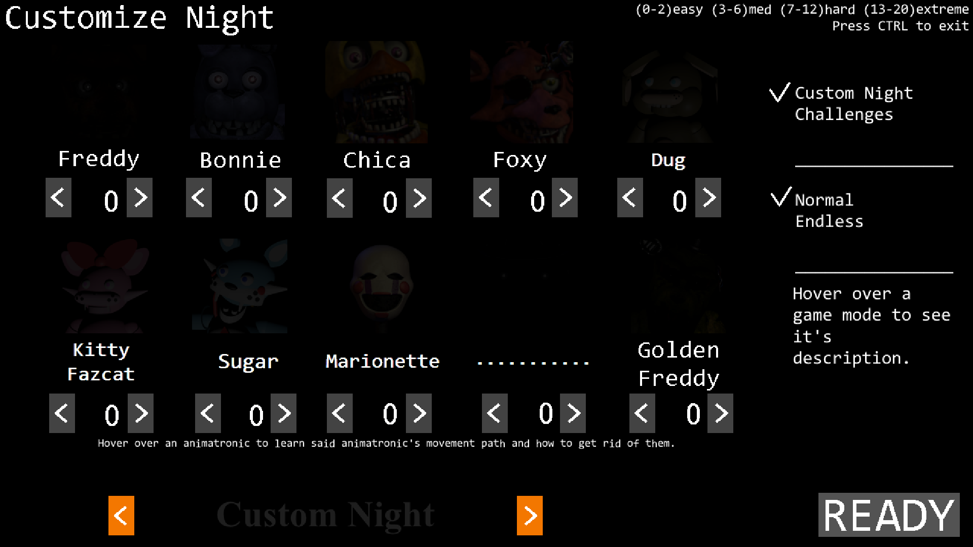 FNAF 2 Custom Night menu remake : r/fivenightsatfreddys