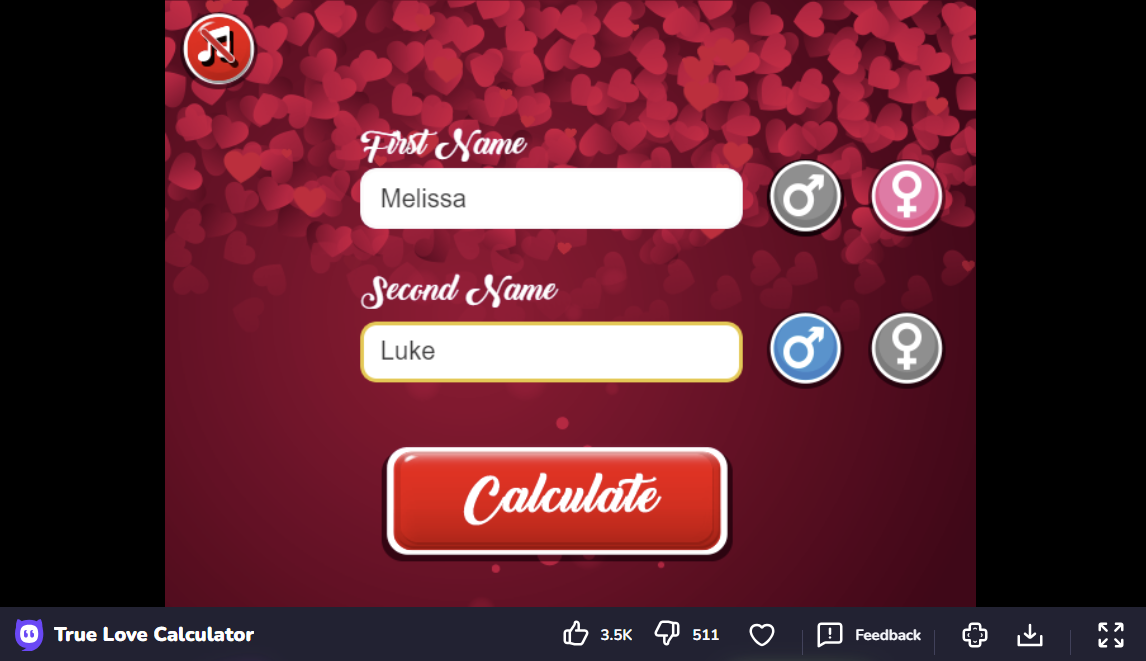 LOVE CALCULATOR jogo online gratuito em