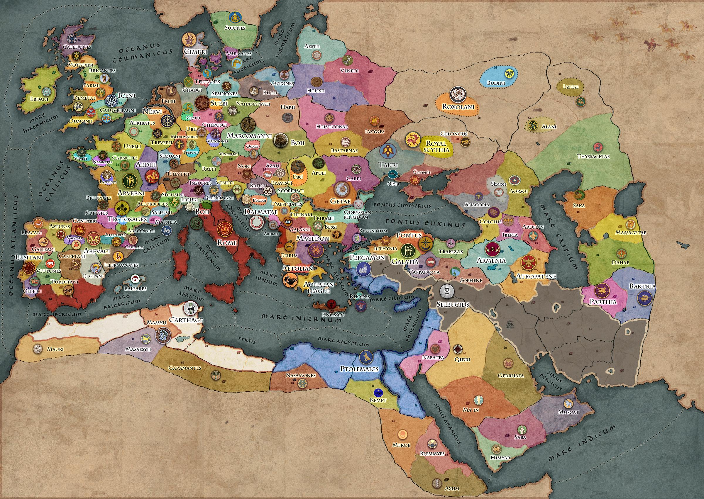 rome 2 total war starting map