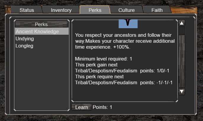 Pattern of perks system. In near future in will be completely redisigned