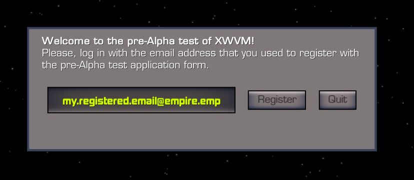 XWVM user login screen