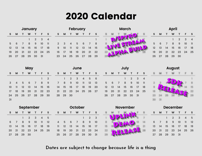 2020 calendar