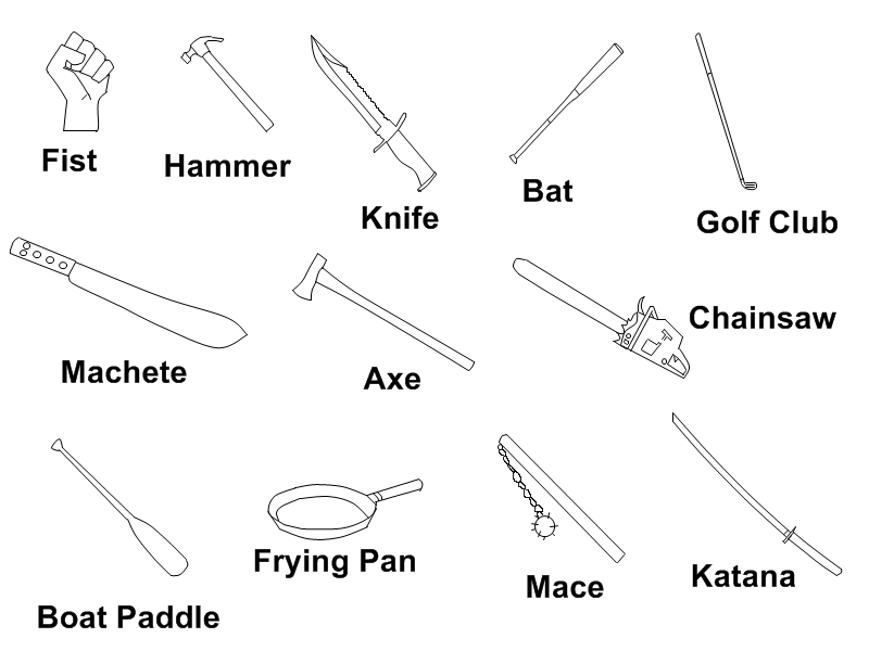 types of hand weapons