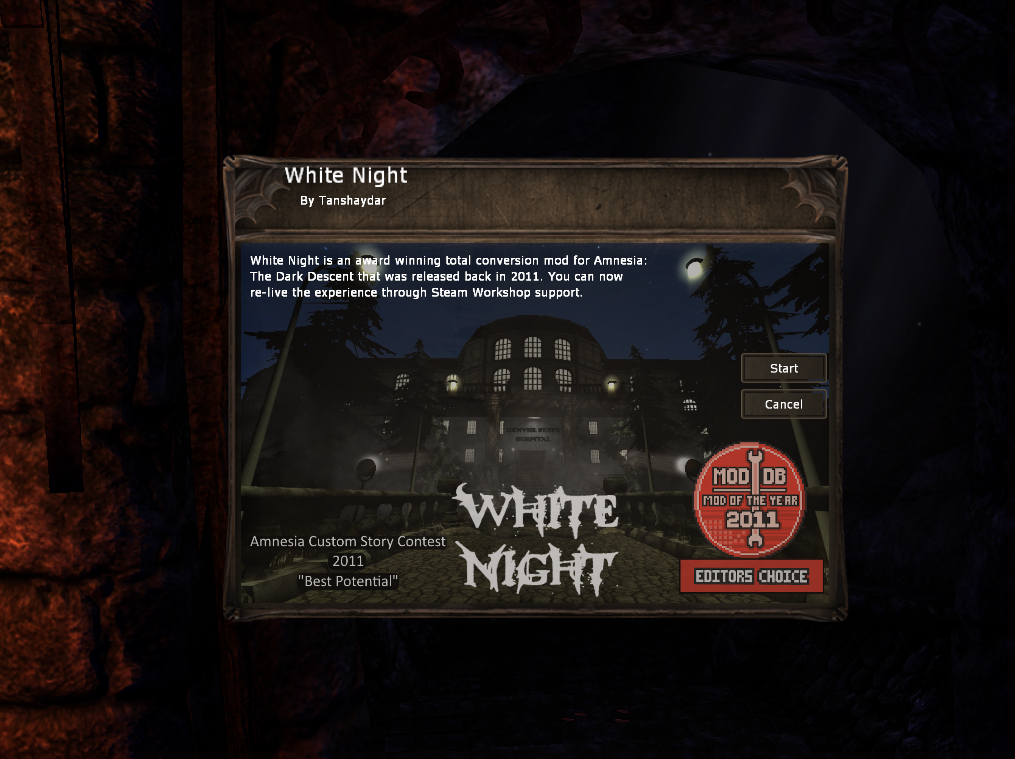 White Night can be played through Custom Story menu with new Steam Workshop update!