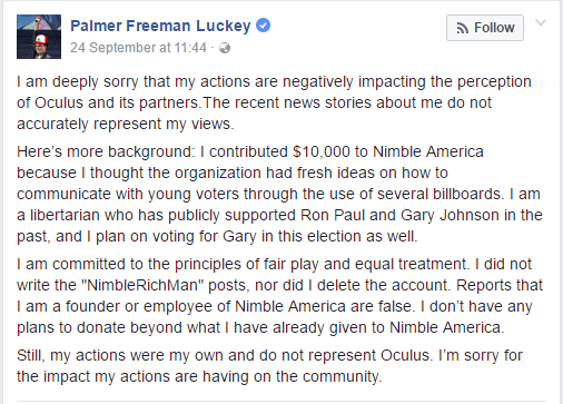 palmer luckey statement