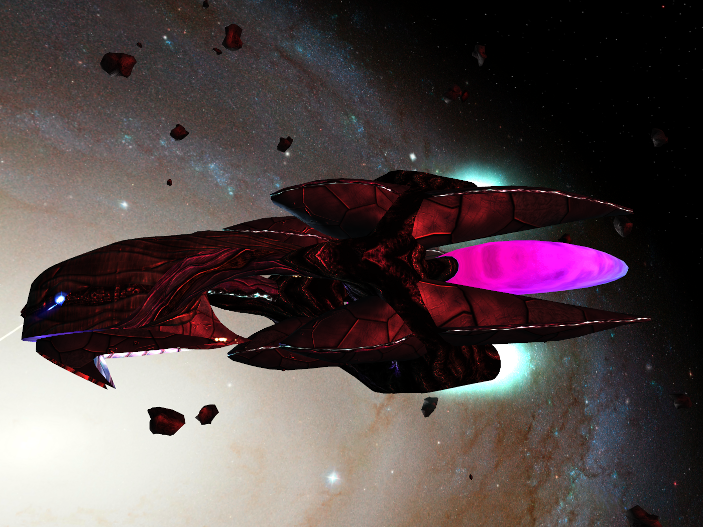 An Archein cruiser approaching the Milky Way galaxy