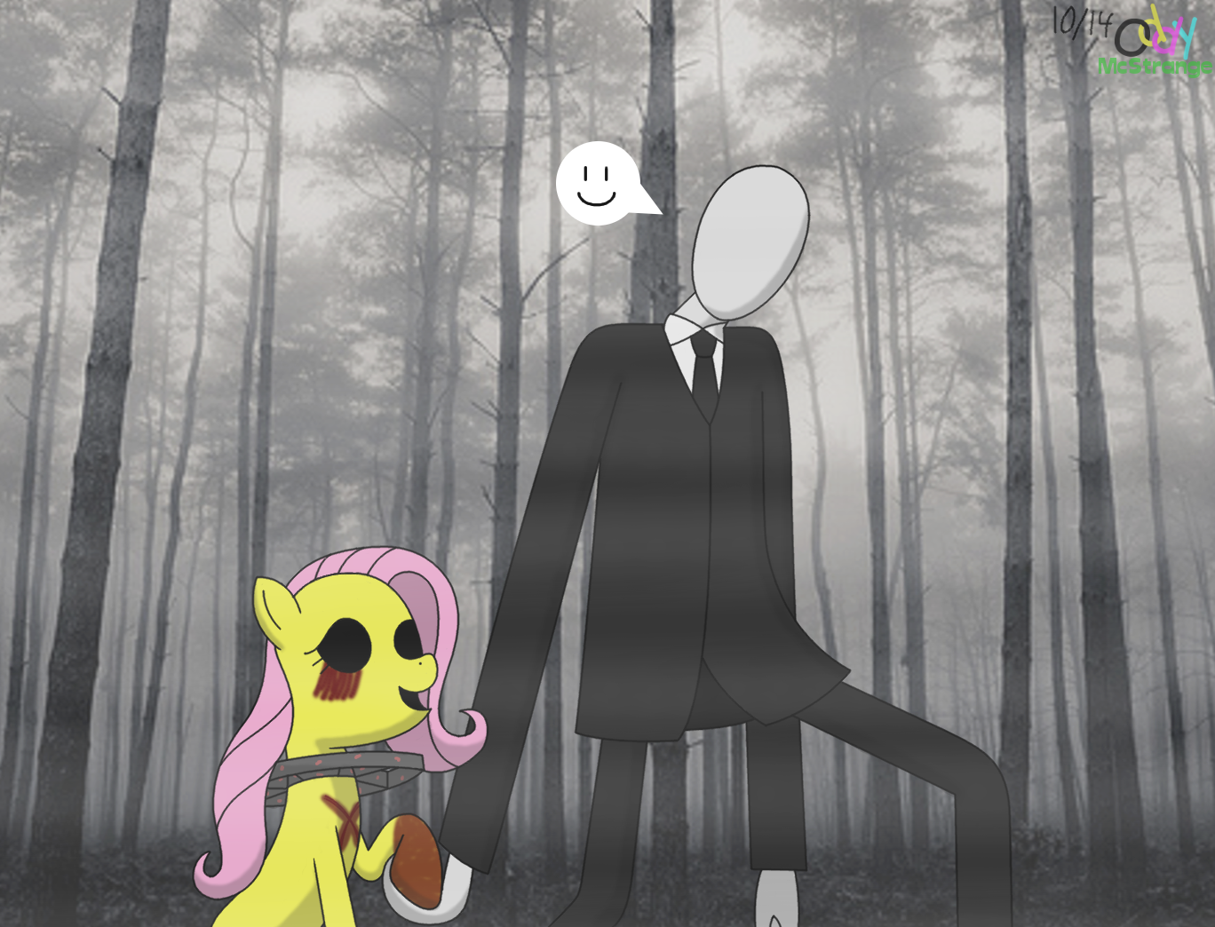 slender man and fluttershy