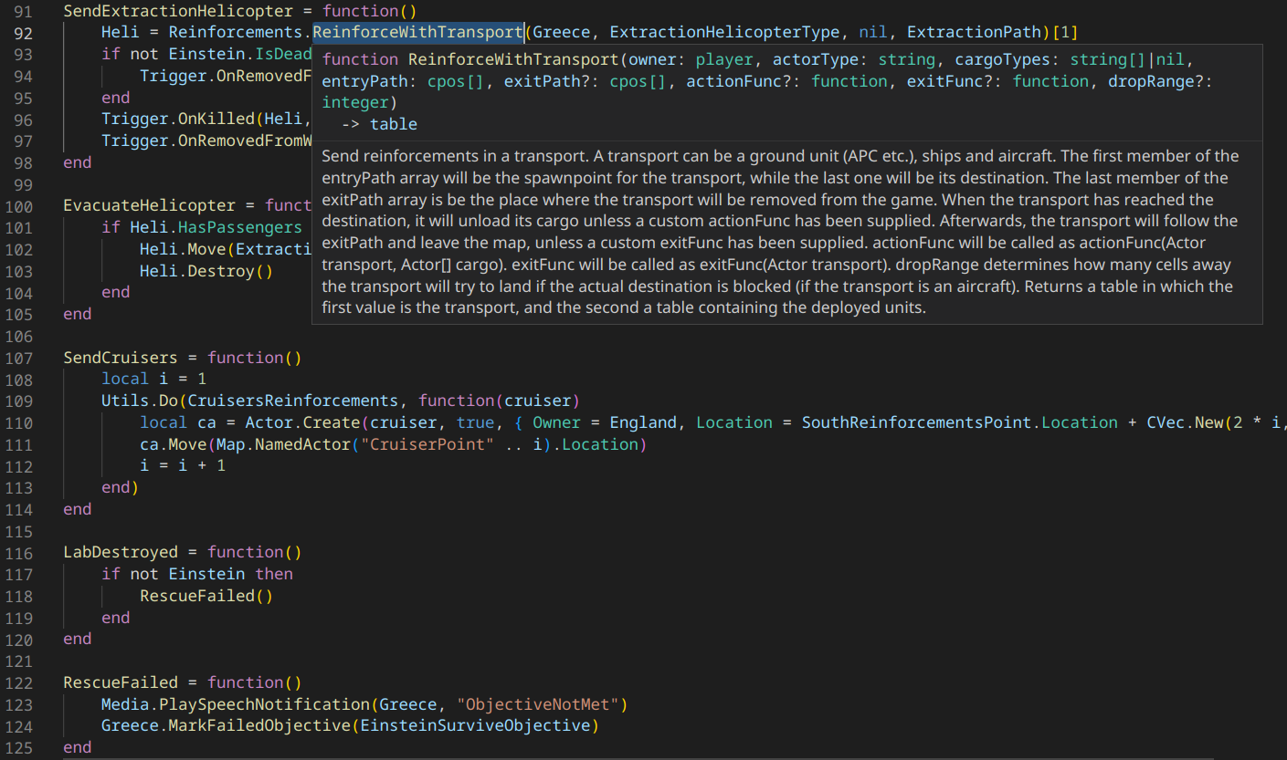 Lua API in Visual Studio Code