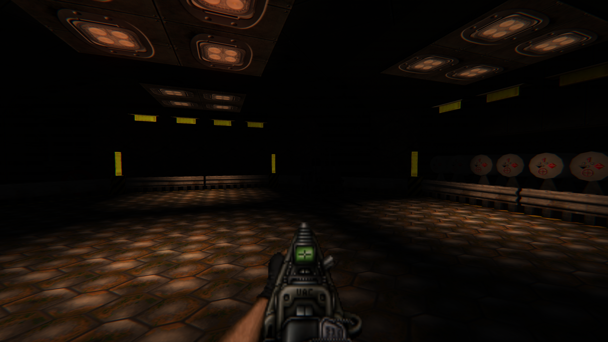 Here we have one of the corridors with animated caution lights. 