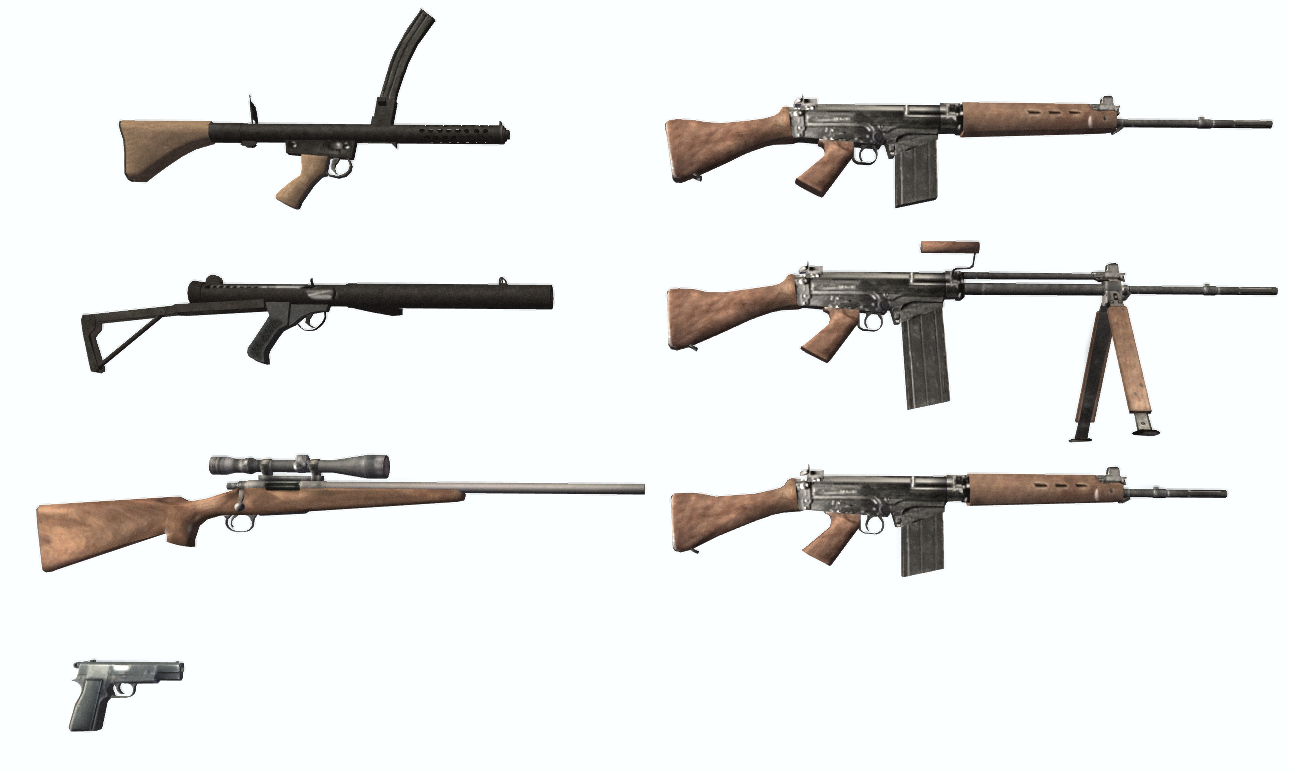 Australian Army Weapons: F1 SMG, L34A1 MK5, M40 Rifle, Browning HP, L1A1, L2A1 and L1A1-F1