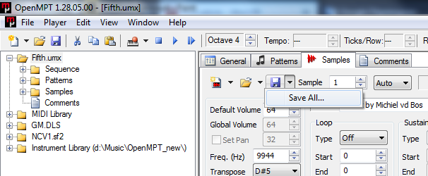 openMPT save samples