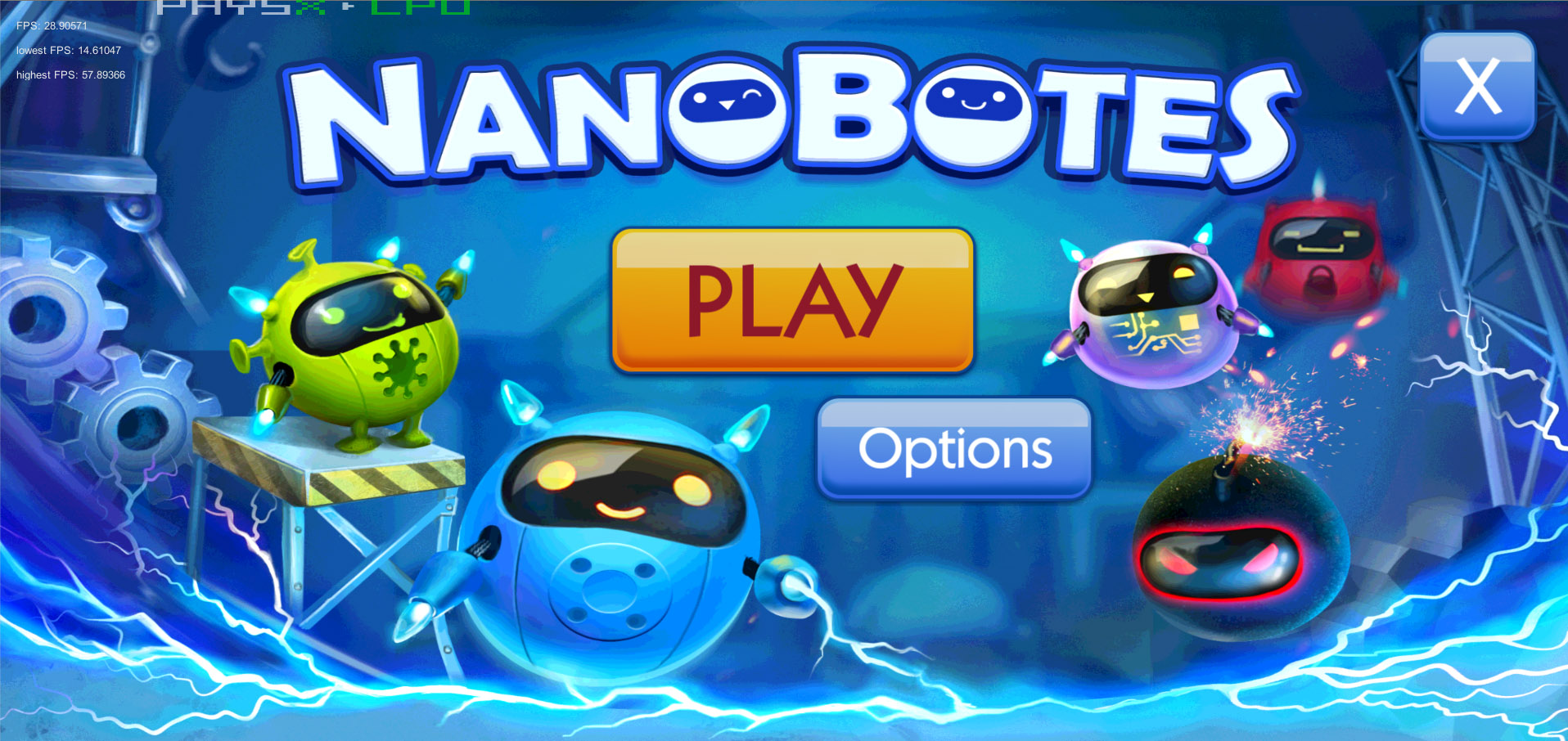 Nanobotes main menu